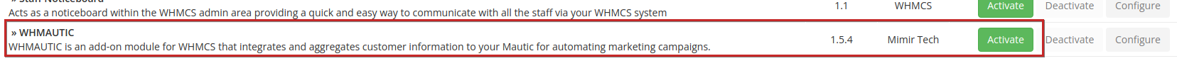 WHMCS 8 activation of WHMCS & Mautic Integration Module WHMCS 8 activation of WHMCS & Mautic Integration Module